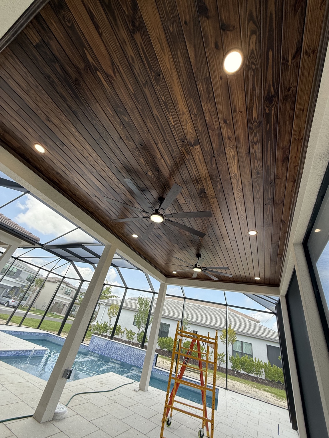 Lanai fans and recessed lighting